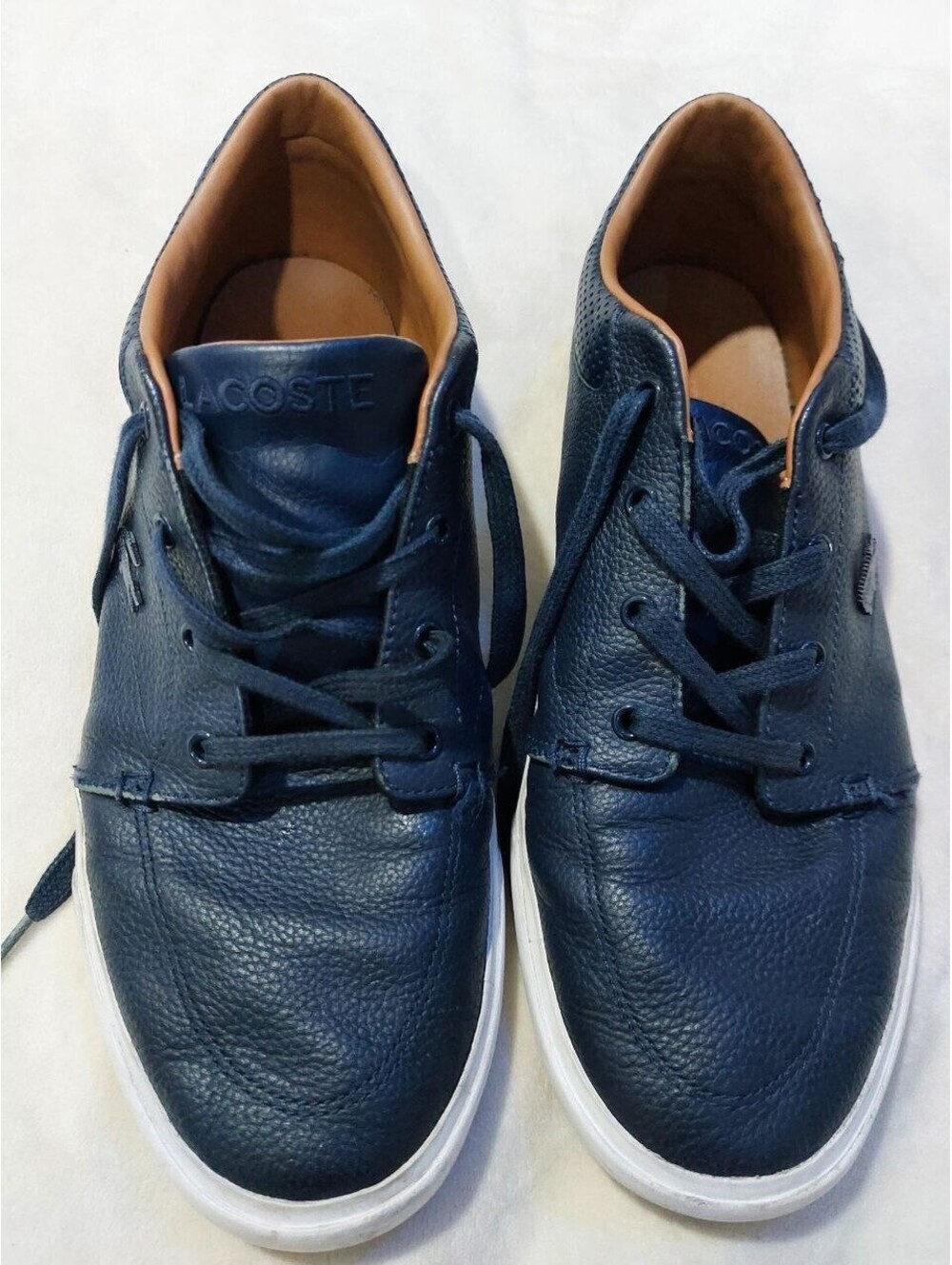 Lacoste Men’s Bayliss Leather Sneakers Navy Blue Size 10.5 Premium Casual Shoes